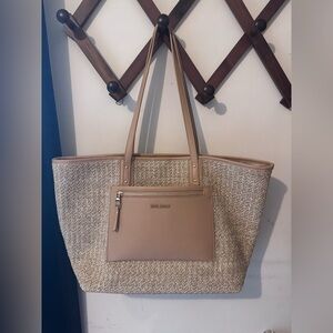 New Steve Madden Brosey large Tote Bag, straw beach bag. Ratten, shoulder bag